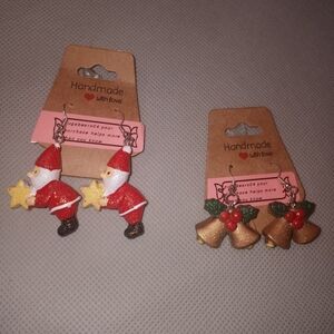 2pk Christmas holiday hook dangle earrings